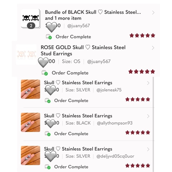 ROSE GOLD Skull Stainless Steel Stud Earrings With Gift Bag - Picture 4 of 5